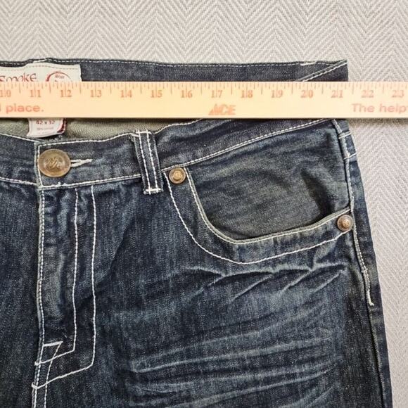 Smoke Rise Jeans Men's 42 x 32 Wide Straight Leg Contrast Thread Embellished Y2K - Picture 2 of 16